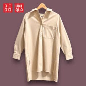 UNIQLO U Beige Oversized Popover Shirt Dress Tunic Men’s L